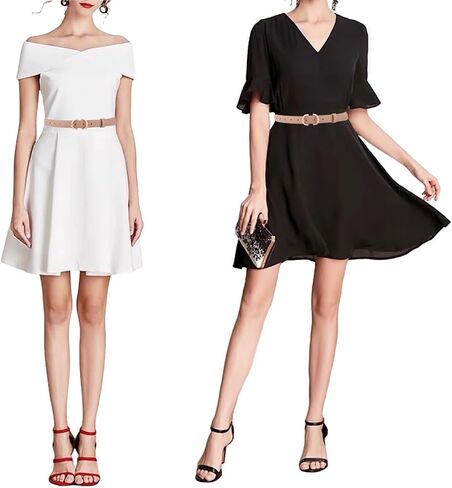 Women's Belt Soft Genuine Leather Belts Waist Belt Solid Color Gold Buckle Waistband For Pants, Jeans & Dress in Kuwait