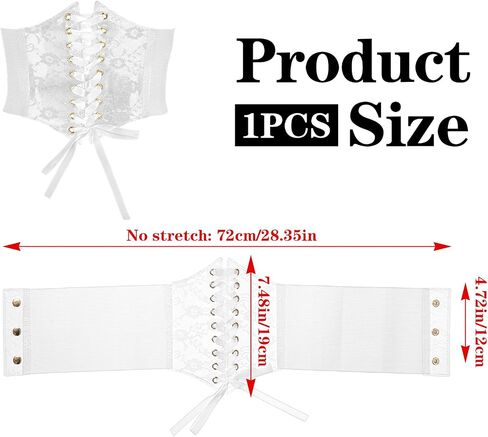 Women Lace Corset Belts Elastic Wide Corset Waist Belt for Shirt Dresses Party Costume Accessories, White in Kuwait