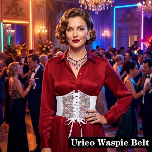Women Lace Corset Belts Elastic Wide Corset Waist Belt for Shirt Dresses Party Costume Accessories, White in Kuwait