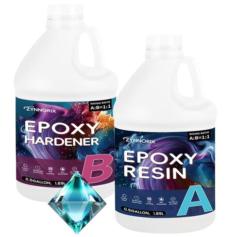 Epoxy Resin kit 1 Gallon, deep Pour epoxy Resin,Crystal Clear&high Gloss, Strong, Durable, no Yellowing, no Bubbles, for DIY Art, Jewellery, Table top, molds, Wood Art, Easy to Mix 1:1 Ratio in Kuwait