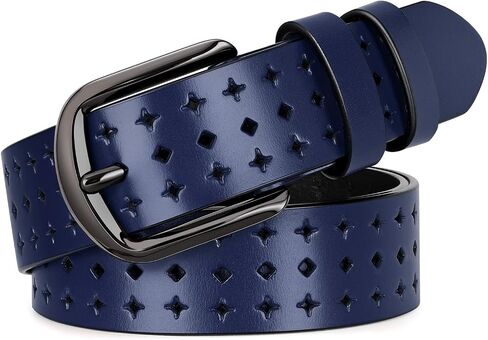 XZQTIVE Hollow Genuine Leather Belts for Women with Pin Buckle, Fashion Casual Waist Belt for Jeans Dress Pants in Kuwait