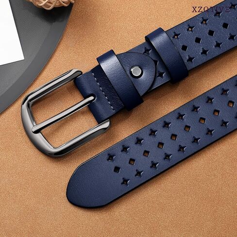 XZQTIVE Hollow Genuine Leather Belts for Women with Pin Buckle, Fashion Casual Waist Belt for Jeans Dress Pants in Kuwait