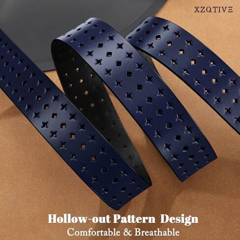 XZQTIVE Hollow Genuine Leather Belts for Women with Pin Buckle, Fashion Casual Waist Belt for Jeans Dress Pants in Kuwait