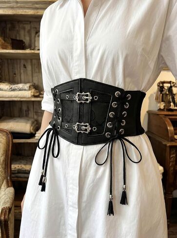 Lace-up Cinch Corset Belt Tied Waist Belts Elastic Renaissance Pirate Corsets Costume for Women in Saudi Arabia
