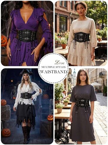 Lace-up Cinch Corset Belt Tied Waist Belts Elastic Renaissance Pirate Corsets Costume for Women in Saudi Arabia