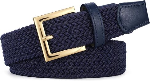 JASGOOD Women Braided Woven Elastic Belt Golf Casual Stretch Belt with Gold Buckle for Ladies Jeans Pants in Kuwait