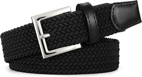 JASGOOD Women Braided Woven Elastic Belt Golf Casual Stretch Belt with Gold Buckle for Ladies Jeans Pants in Kuwait