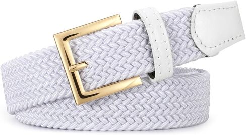 JASGOOD Women Braided Woven Elastic Belt Golf Casual Stretch Belt with Gold Buckle for Ladies Jeans Pants in Kuwait