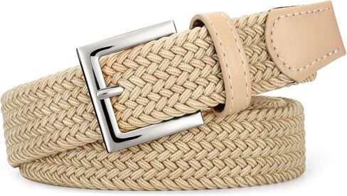 JASGOOD Women Braided Woven Elastic Belt Golf Casual Stretch Belt with Gold Buckle for Ladies Jeans Pants in Kuwait