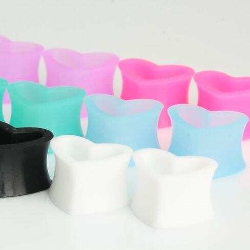 Silicone White Hollow Heart 4 Pairs Ear Skin Tunnels Flexible Stretching Set Hypoallergenic Soft Gauges Expander Kit Body Piercing Jewelry Men Women Tuneles De Oreja Para Hombre 4 mm(6 G) in Saudi Arabia