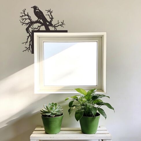 JEWLOVE Raven on Bare Branch Corner Metal Wall Decor- Gothic Nature Art, Black Indoor Outdoor Decor for Home (9.84"x9.84", Black) in Kuwait