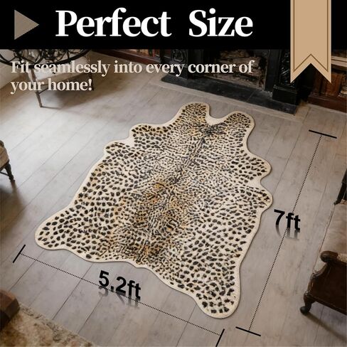 5.2ft x 7ft Leopard Rug Fluffy Animal Print Leopard Rug Cheetah Print Cheetah Print Carpet Faux Fur Hide Cowhide Skin Mat Area Carpet for Nursery Home Office Living Room Bedroom in Saudi Arabia