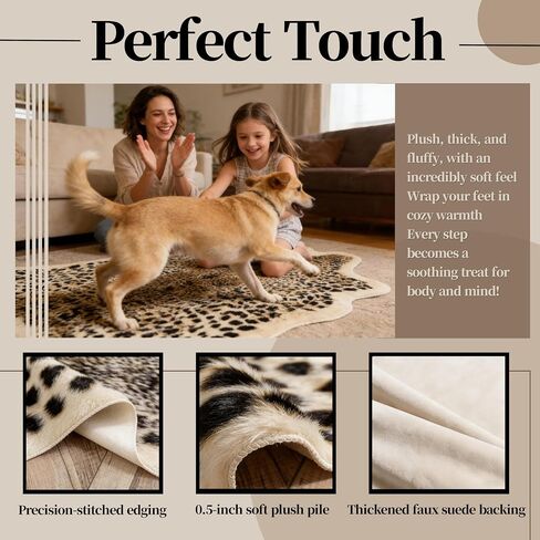 5.2ft x 7ft Leopard Rug Fluffy Animal Print Leopard Rug Cheetah Print Cheetah Print Carpet Faux Fur Hide Cowhide Skin Mat Area Carpet for Nursery Home Office Living Room Bedroom in Saudi Arabia