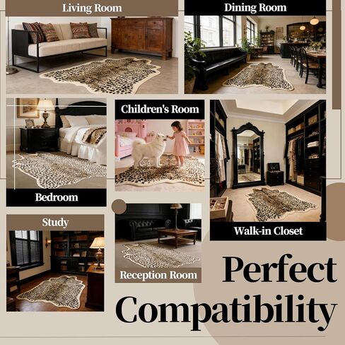 5.2ft x 7ft Leopard Rug Fluffy Animal Print Leopard Rug Cheetah Print Cheetah Print Carpet Faux Fur Hide Cowhide Skin Mat Area Carpet for Nursery Home Office Living Room Bedroom in Saudi Arabia