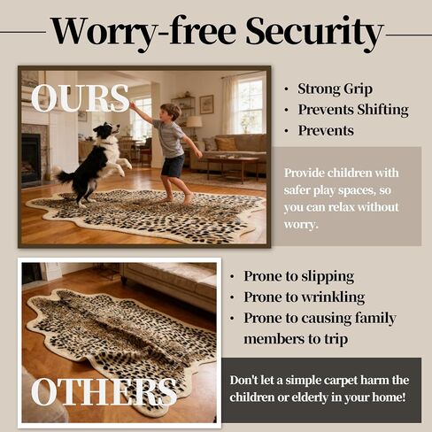 5.2ft x 7ft Leopard Rug Fluffy Animal Print Leopard Rug Cheetah Print Cheetah Print Carpet Faux Fur Hide Cowhide Skin Mat Area Carpet for Nursery Home Office Living Room Bedroom in Saudi Arabia