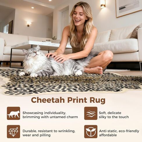 5.2ft x 7ft Leopard Rug Fluffy Animal Print Leopard Rug Cheetah Print Cheetah Print Carpet Faux Fur Hide Cowhide Skin Mat Area Carpet for Nursery Home Office Living Room Bedroom in Saudi Arabia