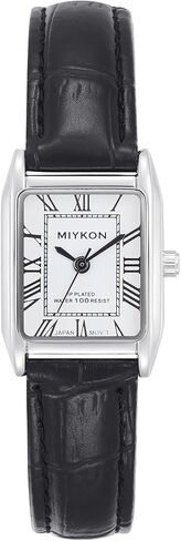 Miykon Silver Vintage Watches for Women - Small Dainty Tank, Square Womens Watch with Black Genuine Leather Strap - Second Hand, Japanese Quartz, Waterproof to 100ft in Kuwait
