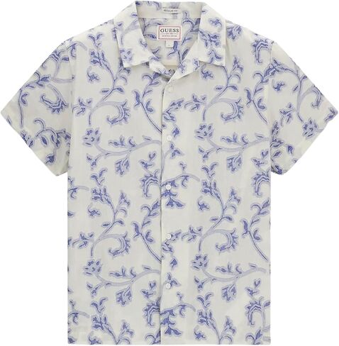 Guess Men's Short Sleeve Palma Flora Jacquard Shirt in Kuwait