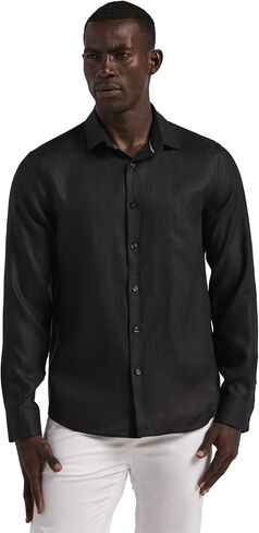 Perry Ellis Men's Solid Linen Long Sleeve Shirt in Kuwait