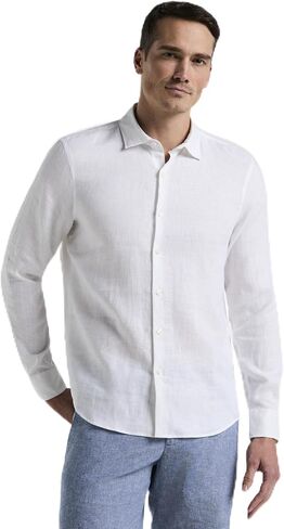 Perry Ellis Men's Solid Linen Long Sleeve Shirt in Kuwait