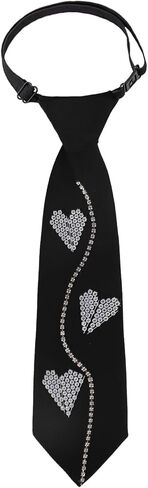 Holiberty Sparkling Rhinestones Black Necktie for Women Punk Rhinestone Tie Crystal Necktie Uniform Shirt Party Accessories in Kuwait