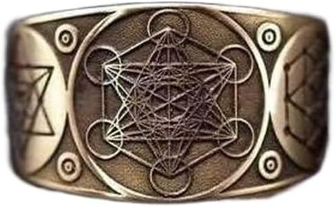 Metatron Cube Archangel Warriors Open Ring,Myth Jewelry,Copper Metatron Cube Ring(Adjustable Ring) in Kuwait