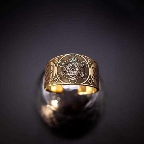 Metatron Cube Archangel Warriors Open Ring,Myth Jewelry,Copper Metatron Cube Ring(Adjustable Ring) in Kuwait