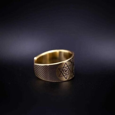 Metatron Cube Archangel Warriors Open Ring,Myth Jewelry,Copper Metatron Cube Ring(Adjustable Ring) in Kuwait