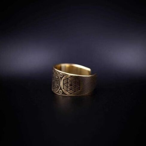 Metatron Cube Archangel Warriors Open Ring,Myth Jewelry,Copper Metatron Cube Ring(Adjustable Ring) in Kuwait