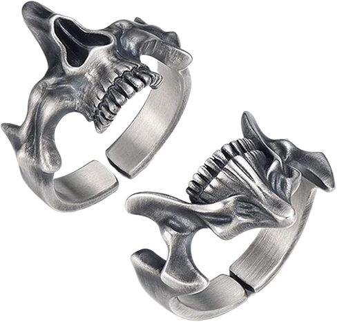 Versatile Fashion Skull Rings Accessory Retro Men's Skull Rings in Silver Punk Inspired Finger Decoration in Saudi Arabia
