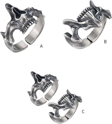 Versatile Fashion Skull Rings Accessory Retro Men's Skull Rings in Silver Punk Inspired Finger Decoration in Saudi Arabia