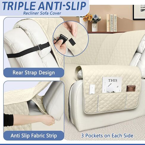 Arfntevss Recliner Sectional Couch Covers 1OO% Waterproof L Shape Sofa Cover for Reclining L Shaped Sectional Slipcover Dog Washable Corner Non Slip Protector (5 Seater with 1 Console, Beige) in Saudi Arabia