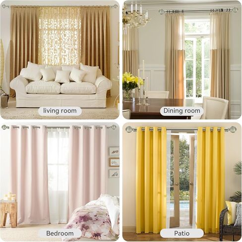 Ycolnaefllr Double Curtain Rods 72-144 Inch - 1 Inch Heavy Duty Telescoping Window Curtain Rod Set in Brushed Nickel, Decorative Cage Finials for Living Room and Bedroom in Saudi Arabia