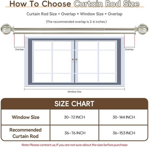 Ycolnaefllr Double Curtain Rods 72-144 Inch - 1 Inch Heavy Duty Telescoping Window Curtain Rod Set in Brushed Nickel, Decorative Cage Finials for Living Room and Bedroom in Saudi Arabia