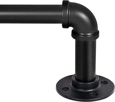Heavy Duty Industrial Wrap Around Curtain Rod 32-144 Inch, 1-Inch Blackout Room Darkening Drapery Pole, Matte Black Rustic Pipe French Return Design for Indoor, Outdoor & Room Divider in Saudi Arabia