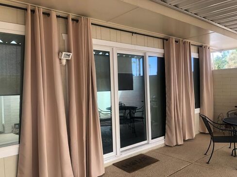 Heavy Duty Industrial Wrap Around Curtain Rod 32-144 Inch, 1-Inch Blackout Room Darkening Drapery Pole, Matte Black Rustic Pipe French Return Design for Indoor, Outdoor & Room Divider in Saudi Arabia