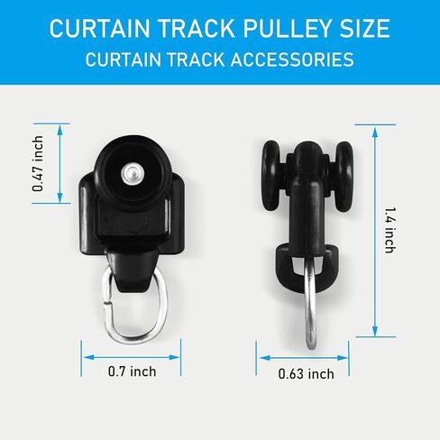 Hoeflife Curtain Track Pulleys, 20PCS Black in Saudi Arabia