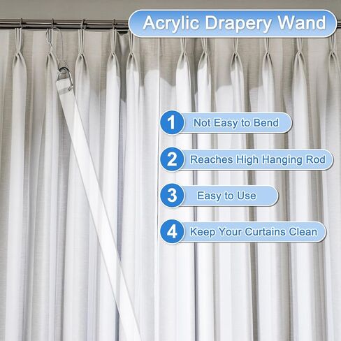 uxcell 4Pcs 17" Acrylic Drapery Wand, Invisible Curtain Pull Rod with Hook, Universal Tilt Wand Replacement Part for High Hanging Curtain Opening-Closing, Clear in Kuwait