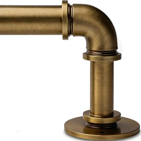 Aged Brass Industrial Curtain Rod for Windows 18 to 88 Inches,1 Inch Adjustable Drapery Pole,Heavy Duty Outdoor/Indoor Modern Curtain Rods,Easy Installation(Aged Brass 18"-88") in Saudi Arabia