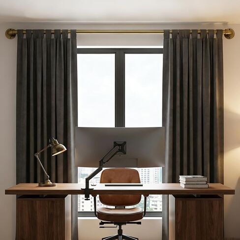 Aged Brass Industrial Curtain Rod for Windows 18 to 88 Inches,1 Inch Adjustable Drapery Pole,Heavy Duty Outdoor/Indoor Modern Curtain Rods,Easy Installation(Aged Brass 18"-88") in Saudi Arabia