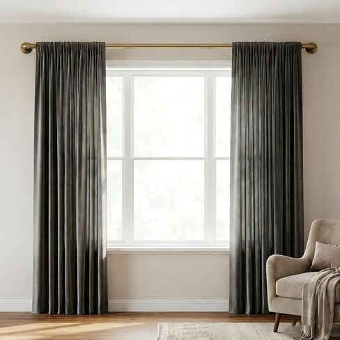 Aged Brass Industrial Curtain Rod for Windows 18 to 88 Inches,1 Inch Adjustable Drapery Pole,Heavy Duty Outdoor/Indoor Modern Curtain Rods,Easy Installation(Aged Brass 18"-88") in Saudi Arabia