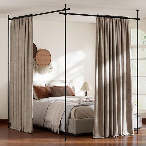 Giantex Room Divider Curtain Rod, No Drill Floor to Ceiling Tension Rod, Adjustable 4-10 ft Height & 28-72 in Width, Heavy Duty Metal Partition Rod for Room Separation in Apartment, Dorm, Studio in Saudi Arabia