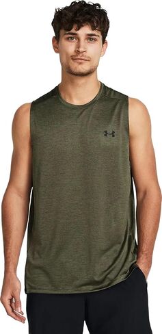 Under Armour - تيشيرت رجالي بدون أكمام بتقنية Tech Vent، اللون Marine Od Green (390)، المقاس: كبير in Kuwait