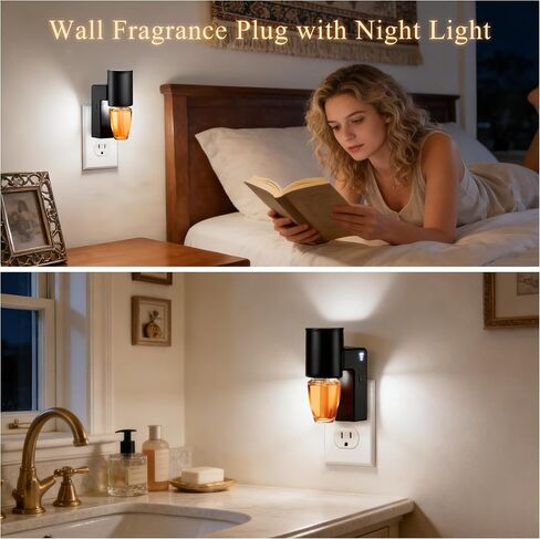 ROSSEX 2 Pcs Wall Fragrance Plug in with Night Light Compatible with Bath and Body Works Wallflowers, with 3-Speed Adjustable Fragrance Essential Oil Diffuser for Home, Black in Kuwait