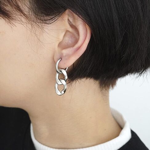 Punk Big Chain Drop Dangle Small Hoop Earrings for Women Men Stainless Steel Charms Thick Tassel Dropping Huggie Hoops Cartilage Hypoallergenic Fashion Personalized Y2K Jewelry in Kuwait