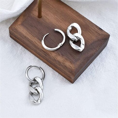 Punk Big Chain Drop Dangle Small Hoop Earrings for Women Men Stainless Steel Charms Thick Tassel Dropping Huggie Hoops Cartilage Hypoallergenic Fashion Personalized Y2K Jewelry in Kuwait