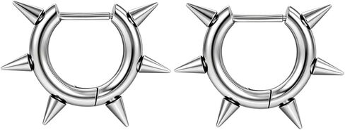 AOEDEJ G23 Titanium Spike Hoop Earrings 18G Small Huggie Hoop Earring 8mm/10mm/12mm Cartilage for Mens Womens for Multiple Piercing Punk Spiky Jewelry in Kuwait