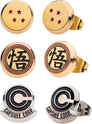 Dragon Ball Z Symbols 3-Pair Stud Earrings Set in Kuwait