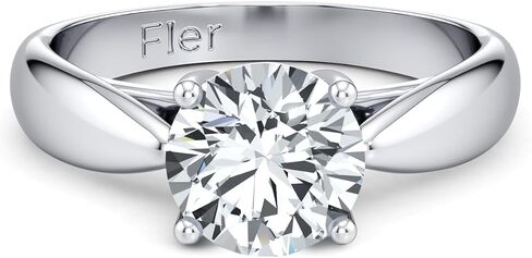FLER 2CT Solitaire Moissanite Engagement Ring for Women, 8MM Round D Color VVS1 Clarity, 4-Prong Handmade Stone Setting - 22K White Gold Filled Solid 925 Sterling Silver, Promise Rings for Her in Saudi Arabia