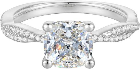 14K Gold Twisted Vine Engagement Ring Cushion Cut Cubic Zirconia Promise Rings Bridal Rings for Women in Kuwait